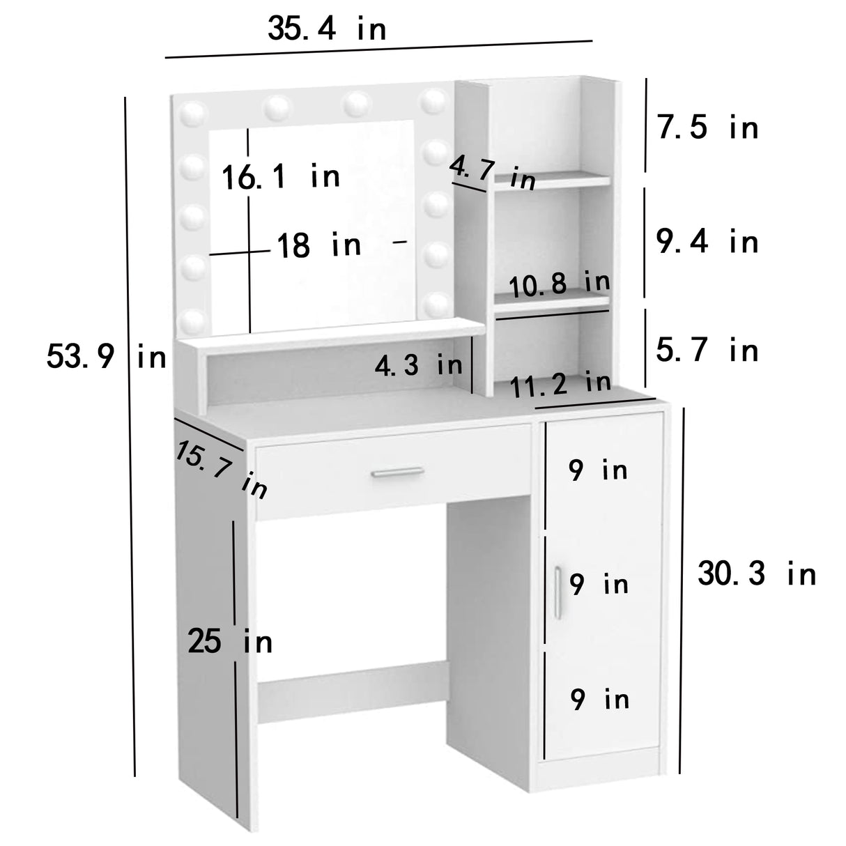 Makeup Vanity Desk with Mirror & Light - V.I.P Digital Presence