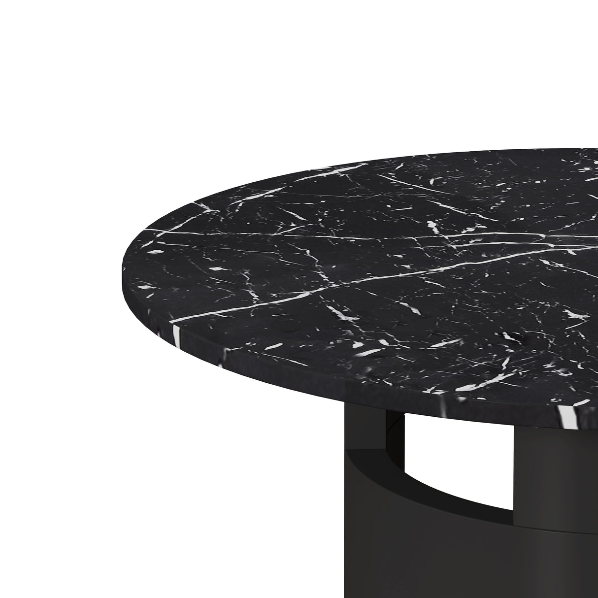 42.12"Modern Round Dining Table with Printed Black Marble Table Top for Dining Room - V.I.P Digital Presence