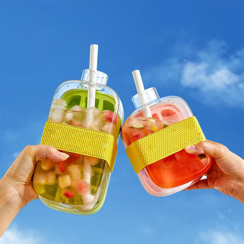 Ice Tray Ice Cube Mold Press Ice Maker With Lid 2-in-1 Ice Cube Bottle Food Grade Ice Making Straw Dual-use Ice Kettle - V.I.P Digital Presence