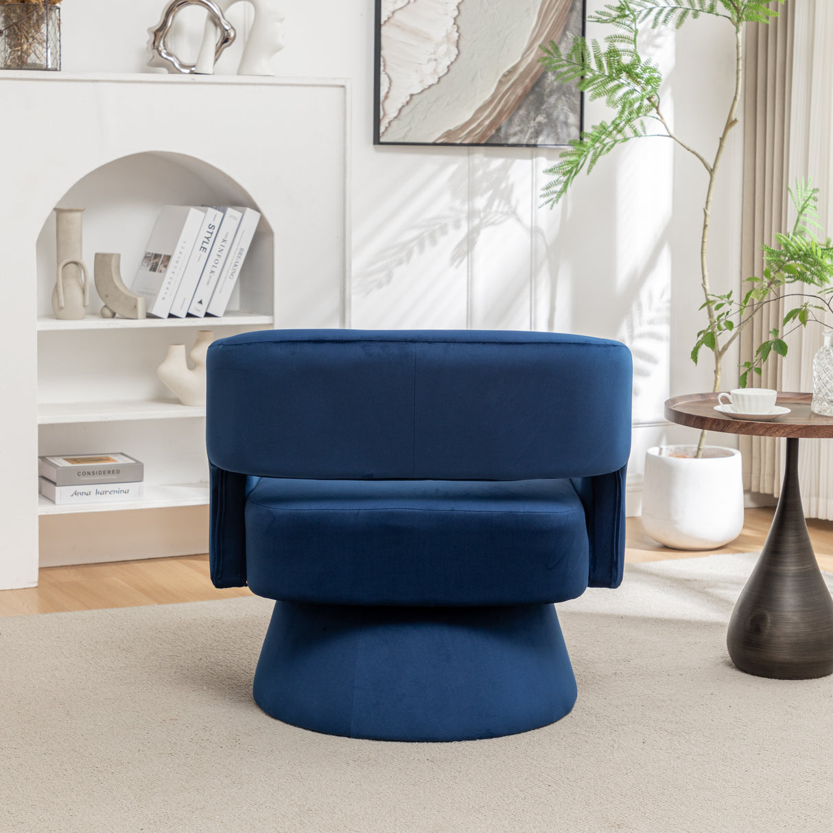 Swivel Barrel Chair, Velvet Accent Armchair 360 Degree Swivel Club Chair for Living Room Bedroom Reception Room - V.I.P Digital Presence