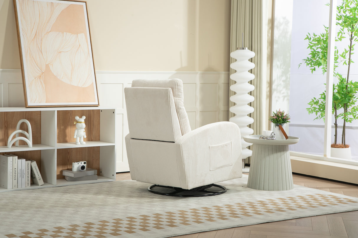 JiaDa Upholstered Swivel Glider.Flannel fabric.Rocking Chair for Nursery in Beige.Modern Style One Left Bag - V.I.P Digital Presence