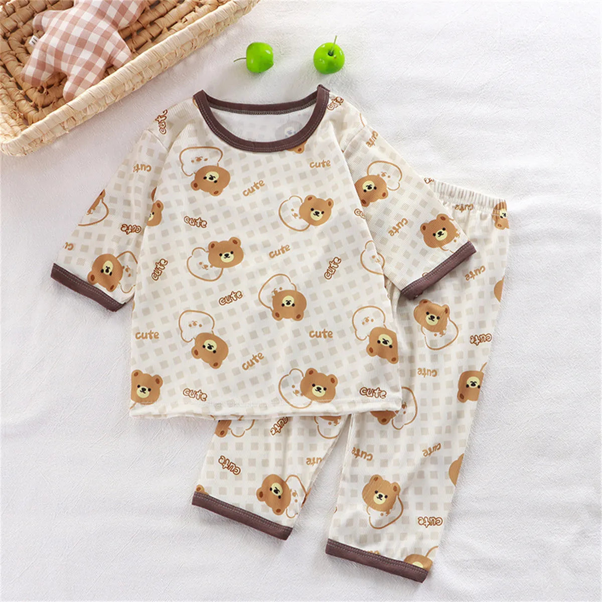 hibobi 2-Piece Children Air-Conditioning Clothing Summer Home Clothes Three-Quarter Sleeve Underwear Set Baby Pajamas Tracksuit - V.I.P Digital Presence