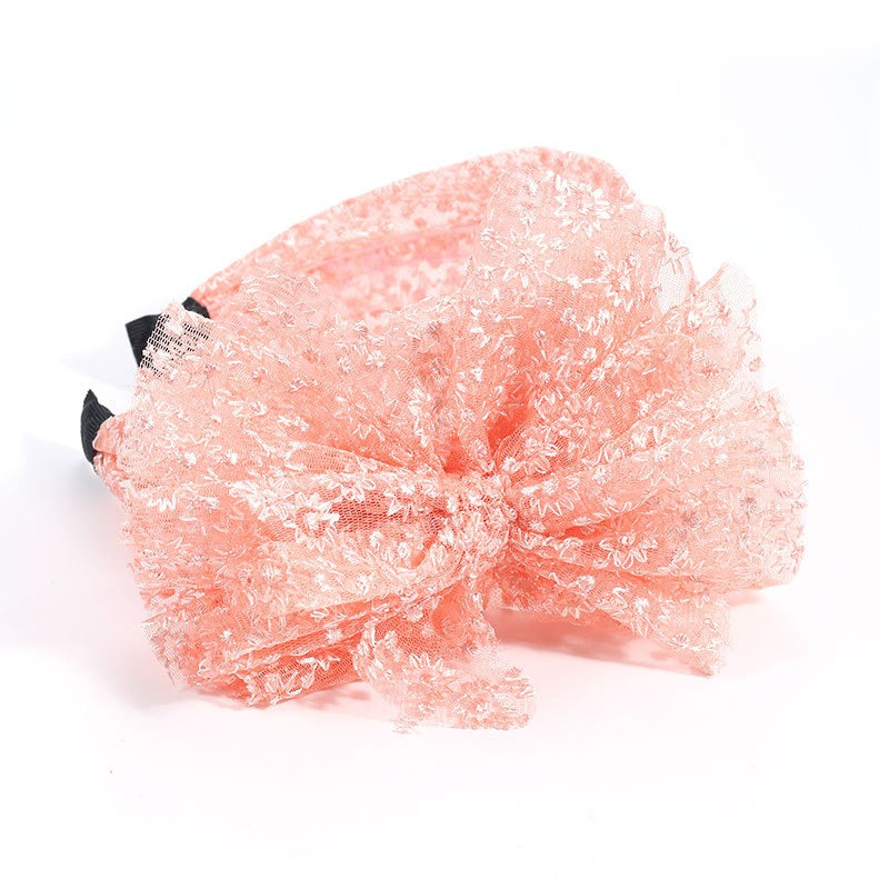 Fashionable oversized solid color lace bow headband - V.I.P Digital Presence