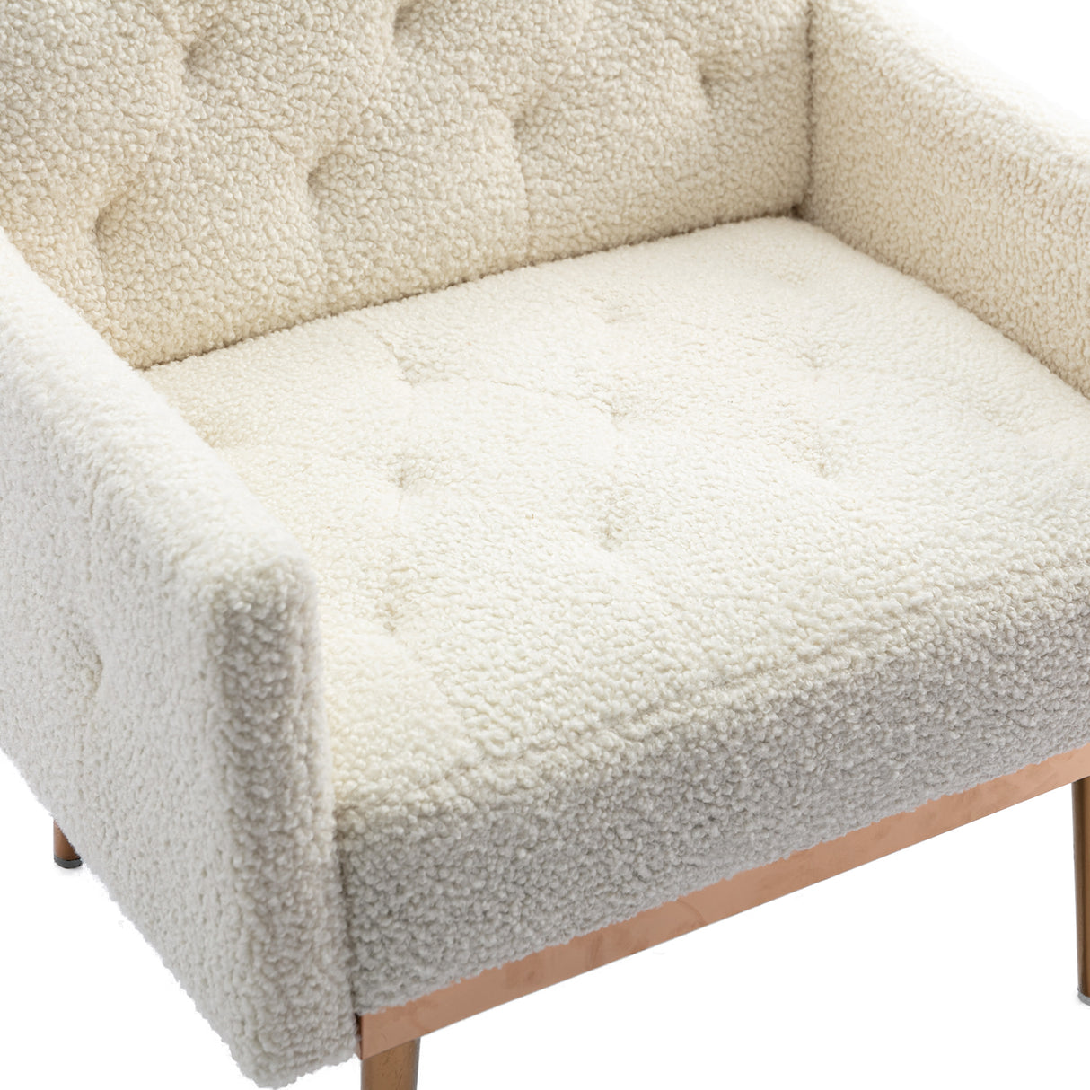 COOLMORE modern style armchair, plush decorative fabric armchair with golden metal legs (white teddy bear) - V.I.P Digital Presence