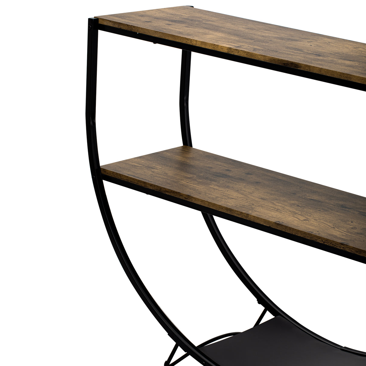 TREXM Rustic Industrial Design Demilune Shape Textured Metal Distressed Wood Console Table (Distressed Brown) - V.I.P Digital Presence