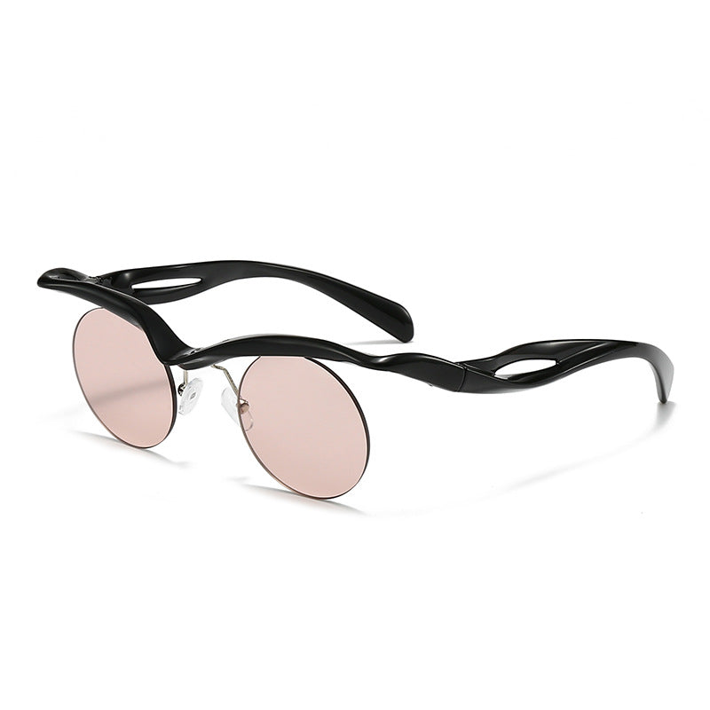 New Sunglasses Women's Round Frame Sunglasses Men's Trendy Ins Alien Half Frame Eyebrow Personalized Sunglasses - V.I.P Digital Presence