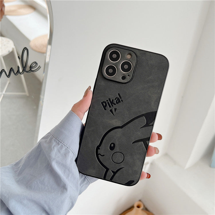 Lindo Pikachu adecuado para iPhone 13pro, carcasa de cuero para teléfono móvil Apple 12mini/Xsmax, cuero prensado 11