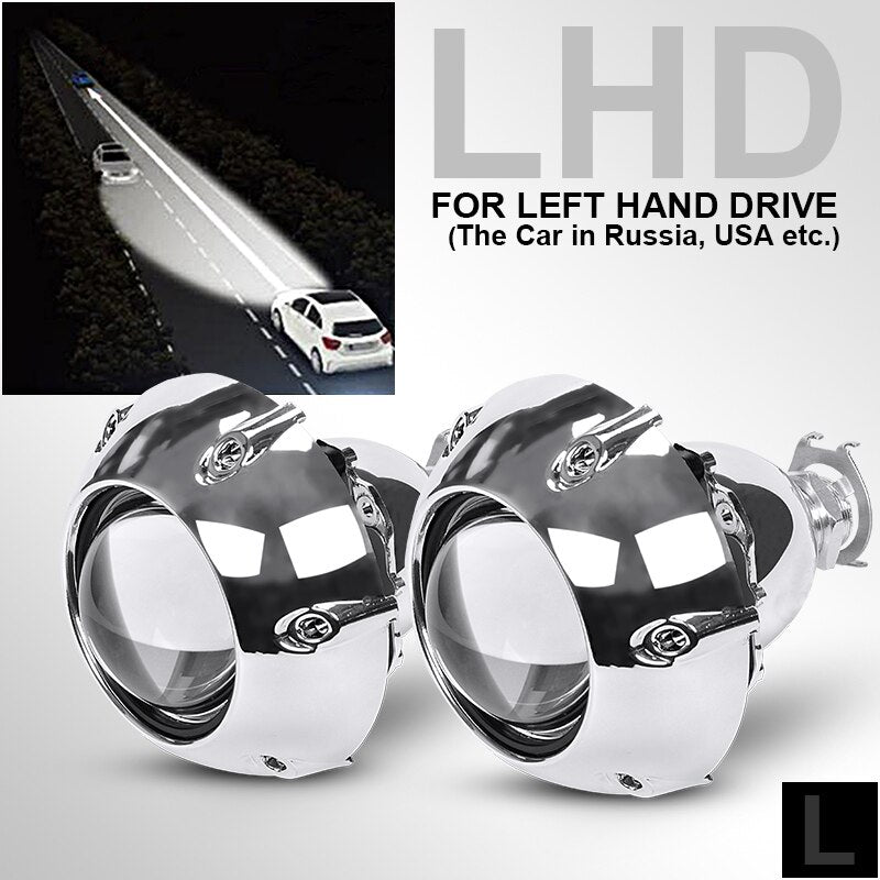 RACBOX 2Pcs 2.5 Inch Universal Bi Xenon HID Projector Lens Silver Black Shroud H1 Xenon LED Bulb H4 H7 Motorcycle Car Headlight - V.I.P Digital Presence