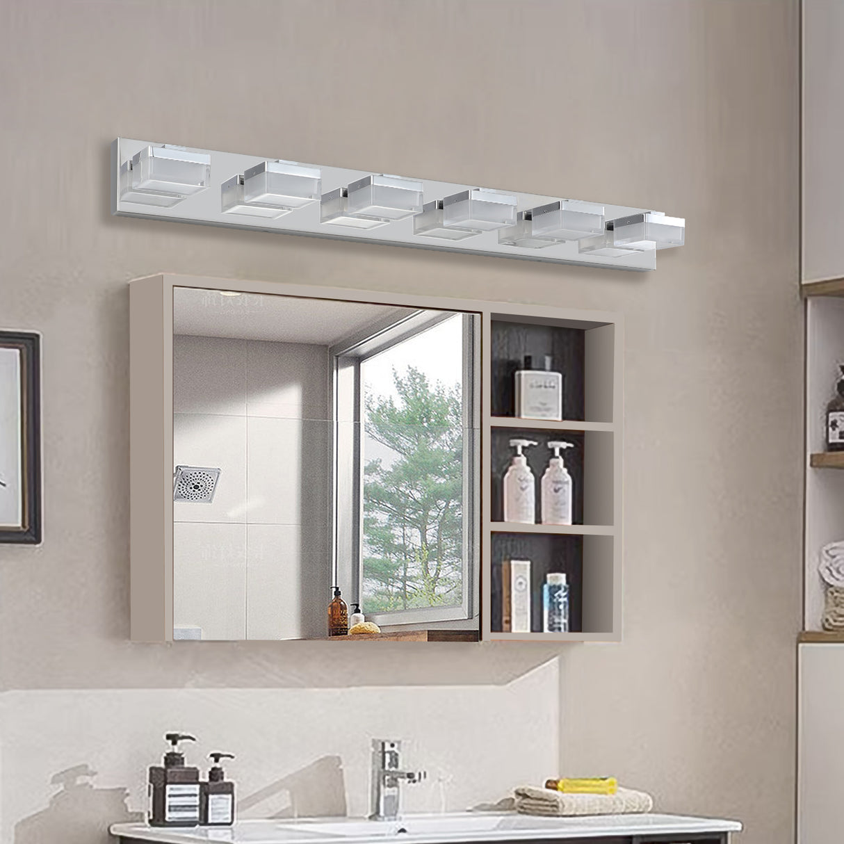 Modern 6-Light Chrome LED Vanity Mirror Light Fixture For Bathrooms And Makeup Tables - V.I.P Digital Presence