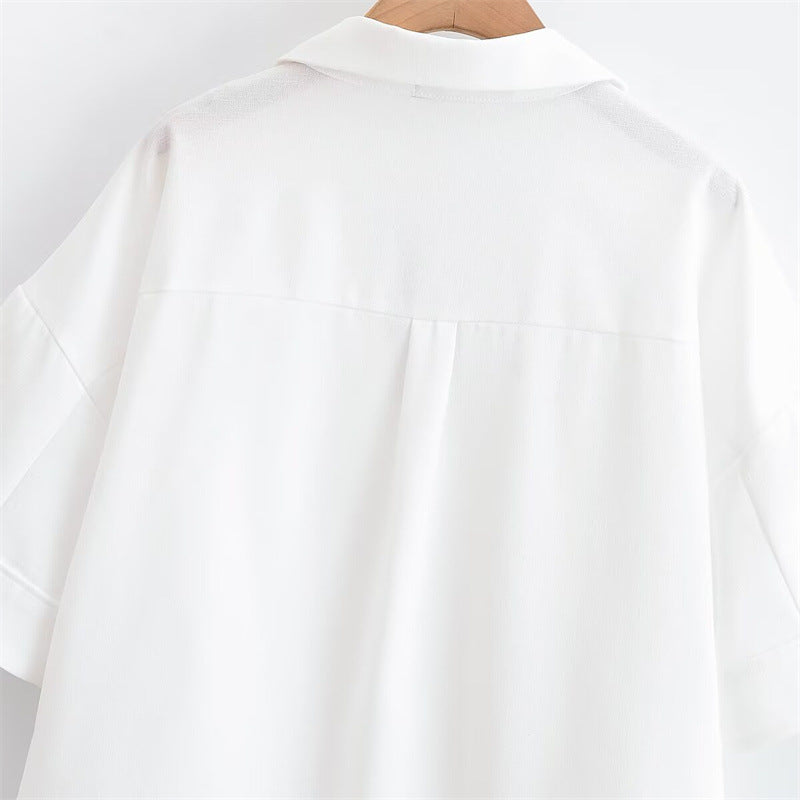Elegant Style Women's Fashion Casual Versatile V-Neck Short Sleeve Crop Shirt - V.I.P Digital Presence