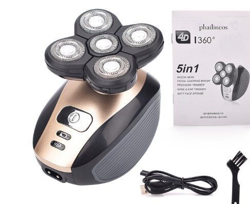 Multifunctional 5-Head Shaver Rechargeable Razor Water Washing Bald Head Machine Five-In-One Razor - V.I.P Digital Presence
