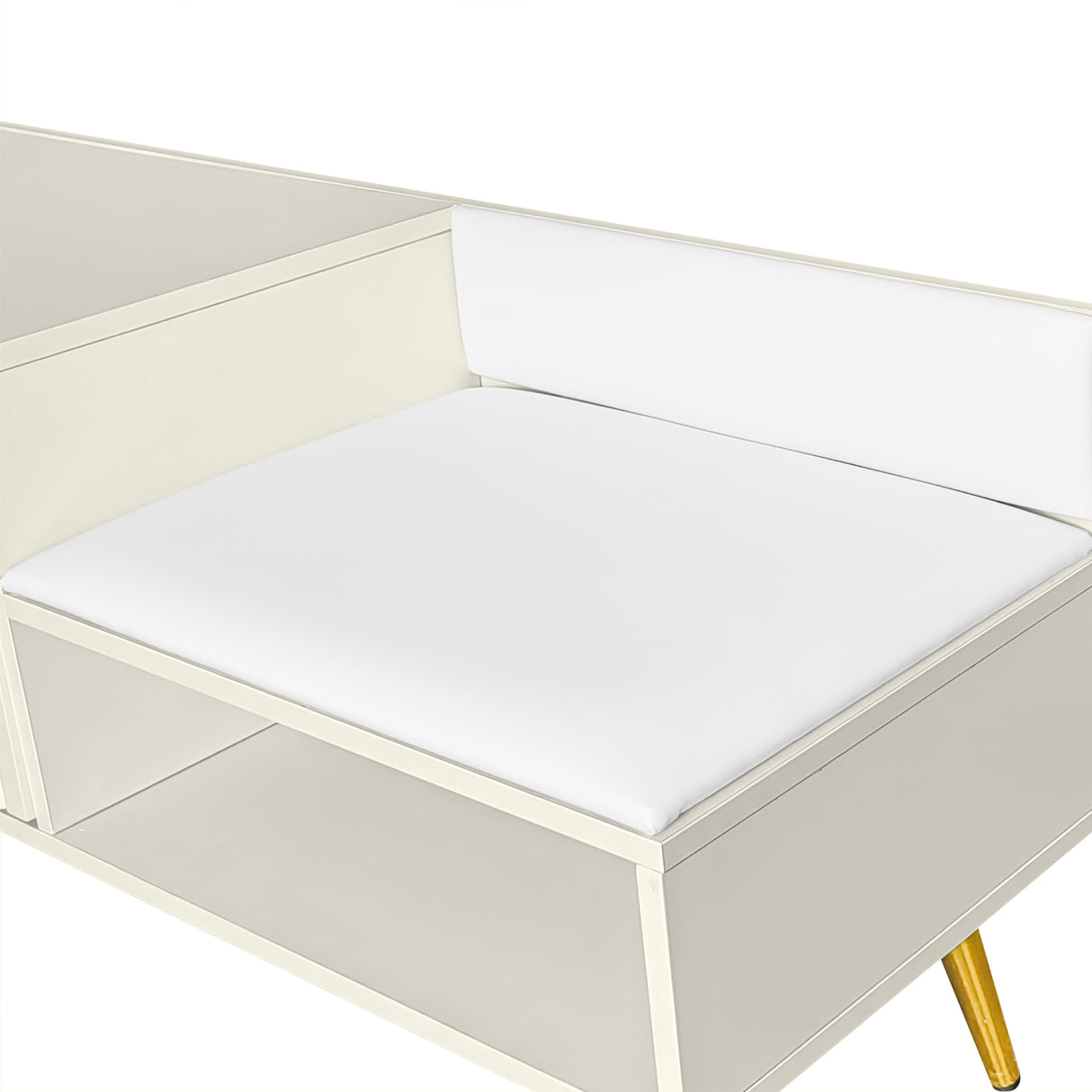 Modern Shoe Storage Bench with Hidden Storage and Upholstered Cushions for Bedside, Living Room and Entryway ((Antique White) - V.I.P Digital Presence