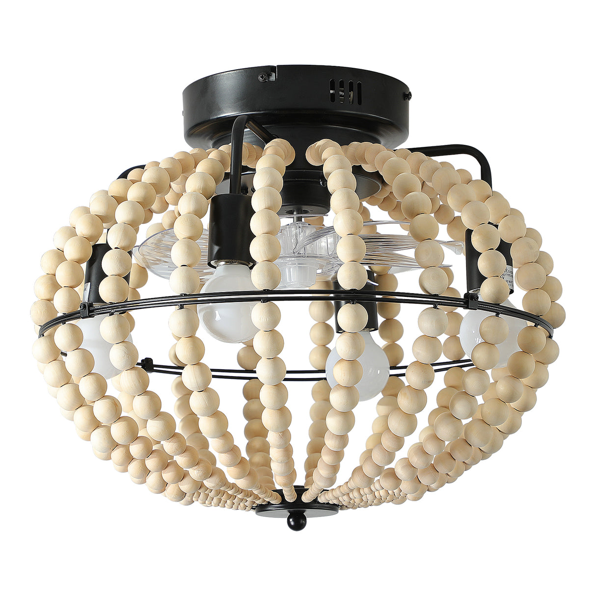 Beaded Fan lamp Wood Beaded Chandelier Oak White - V.I.P Digital Presence