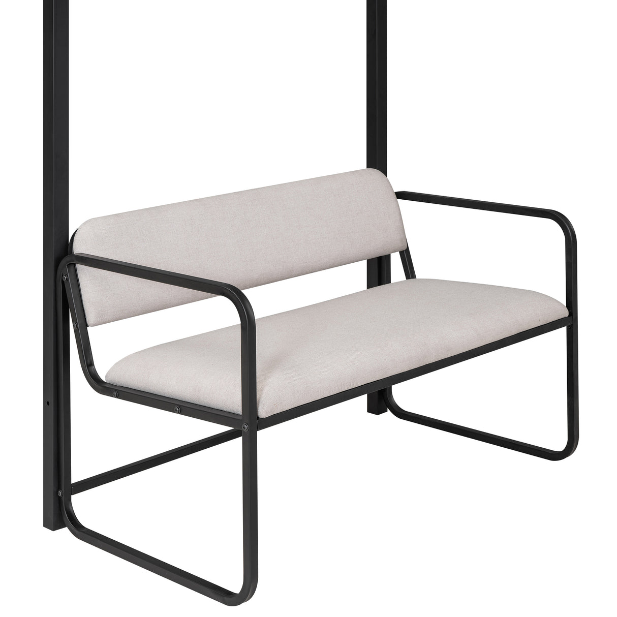 Twin Size Metal Loft Bed with Bench and Storage Staircase Black