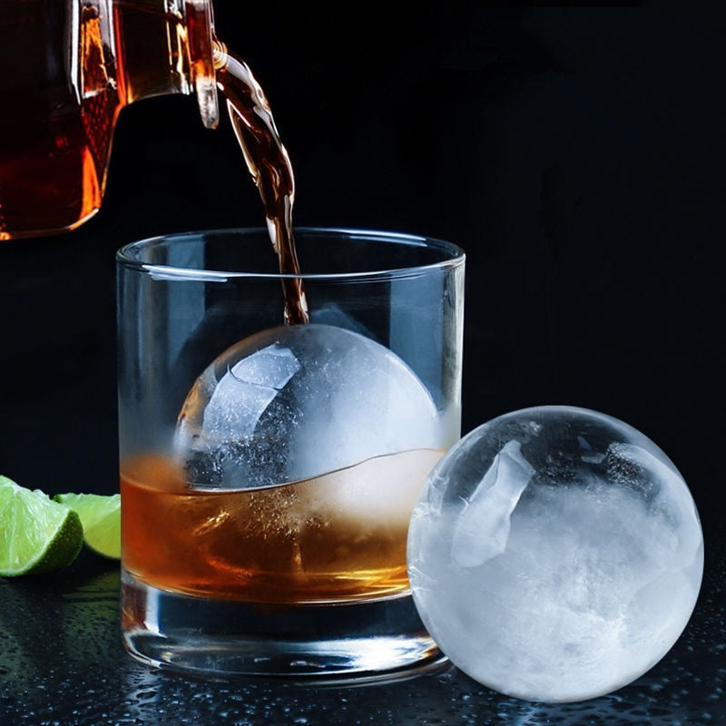 Molde de silicona para cubitos de hielo en forma de esfera, apilable, de fusión lenta, para hacer bolas de hielo redondas, para hacer gelatina, para cócteles, whisky y bebidas.