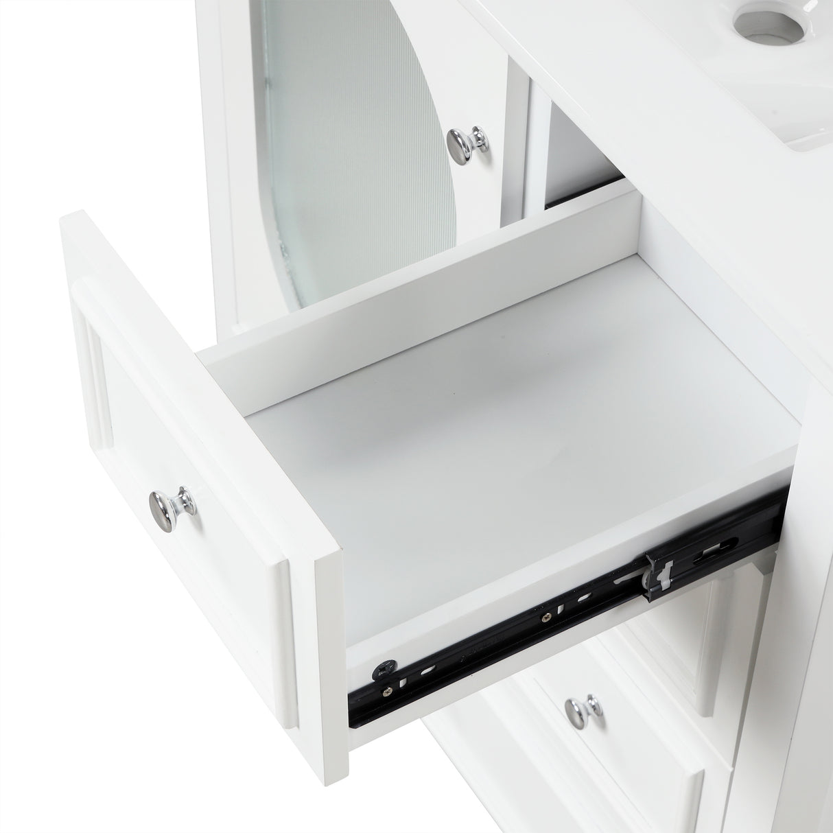 30" Bathroom Vanity with Sink, Bathroom Vanity Cabinet with Three Drawers and Door, Solid Wood and MDF, White - V.I.P Digital Presence
