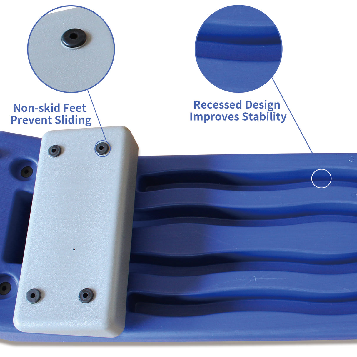 Plataforma de paso para aeróbicos, equipo de fitness de altura ajustable, plataforma de paso para ejercicios, plataforma de paso deslizante con almohadilla de elevación, color azul
