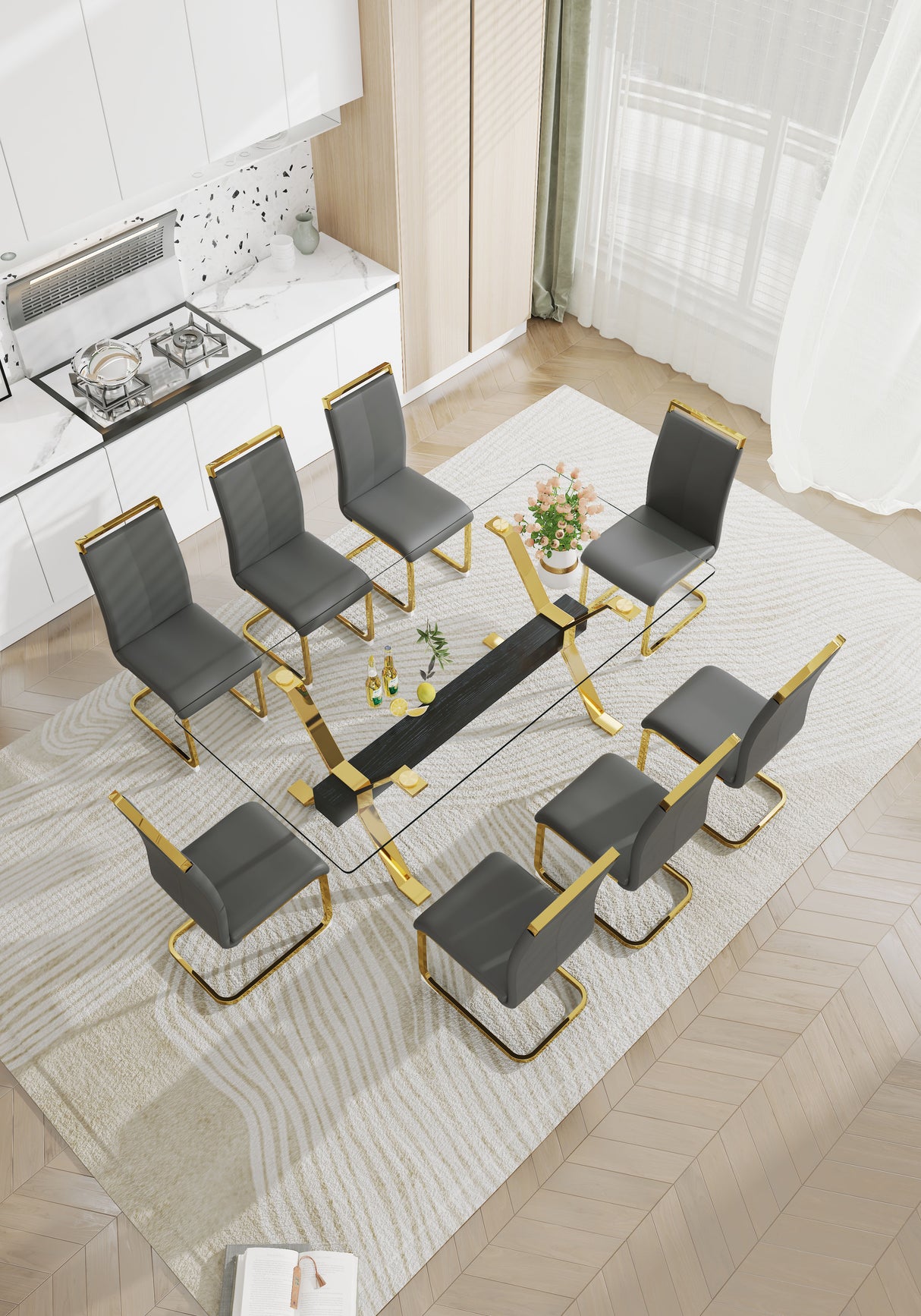 Dining table Modern tempered glass dining table Large modern office desk - V.I.P Digital Presence