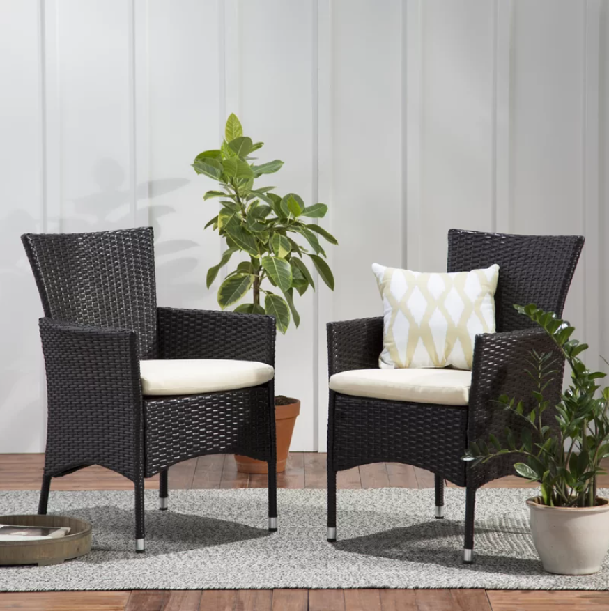 Clementine Outdoor Multibrown PE Wicker Dining Chairs (Set of 2) - V.I.P Digital Presence
