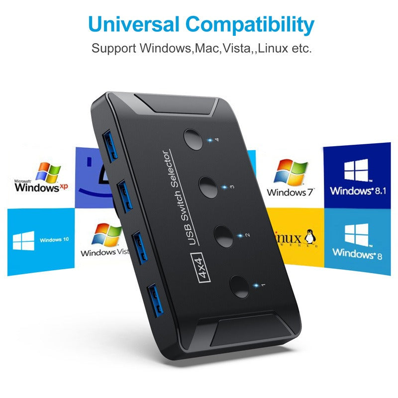 USB 3.0 multi interface four in four out hub printer sharer multi computer shared switch - V.I.P Digital Presence
