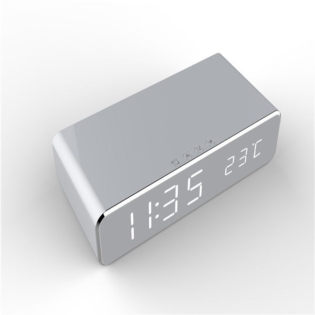 Temperature gauge wireless charging multifunctional desktop time clock mirror LED digital display wireless - V.I.P Digital Presence