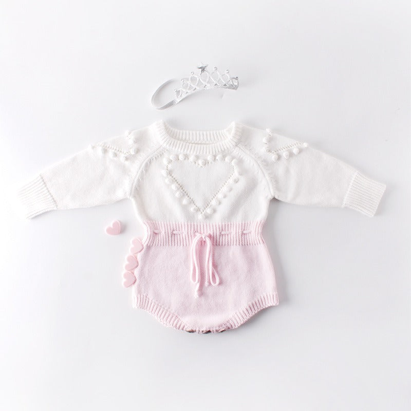 Baby handmade love sweater, knitted sweater, long sleeved jumpsuit, bag, buttocks, sweatshirt, crawling suit - V.I.P Digital Presence