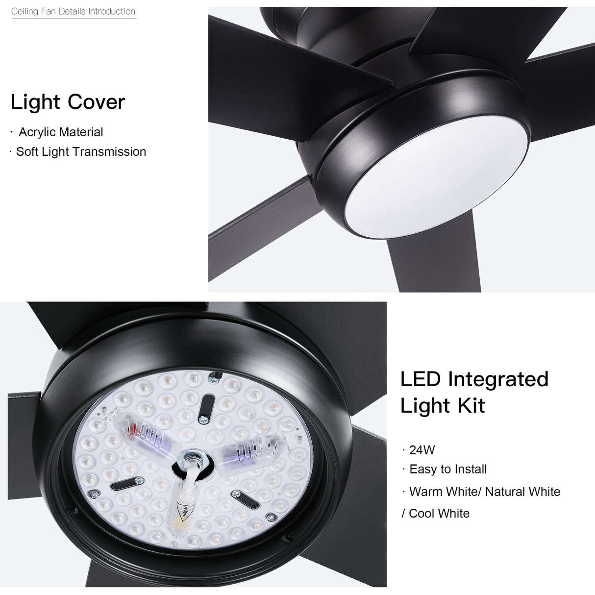 52" Low Profile Ceiling Fan with Lights - V.I.P Digital Presence