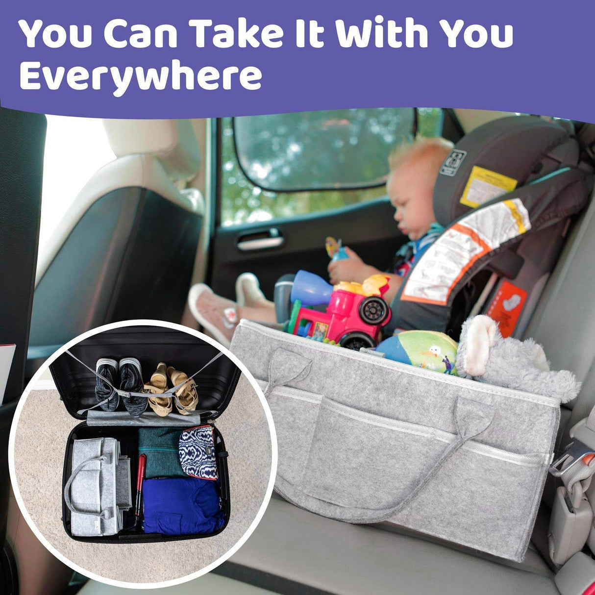 Baby Diaper Caddy Organizer Portable Holder Bag for Changing Table and Car, Nursery Essentials Storage bins 38*23*18cm - V.I.P Digital Presence