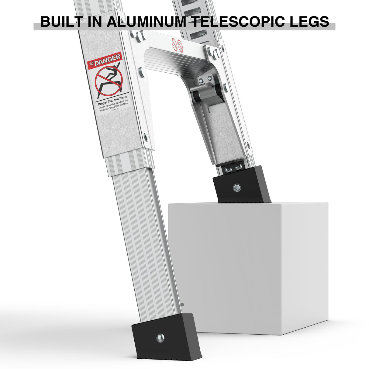 Aluminum Work Platform Large Size Step Stool Folding Portable Work Bench 40" Width Telescopic Feet 22" -27.5" Height Adjustable - V.I.P Digital Presence