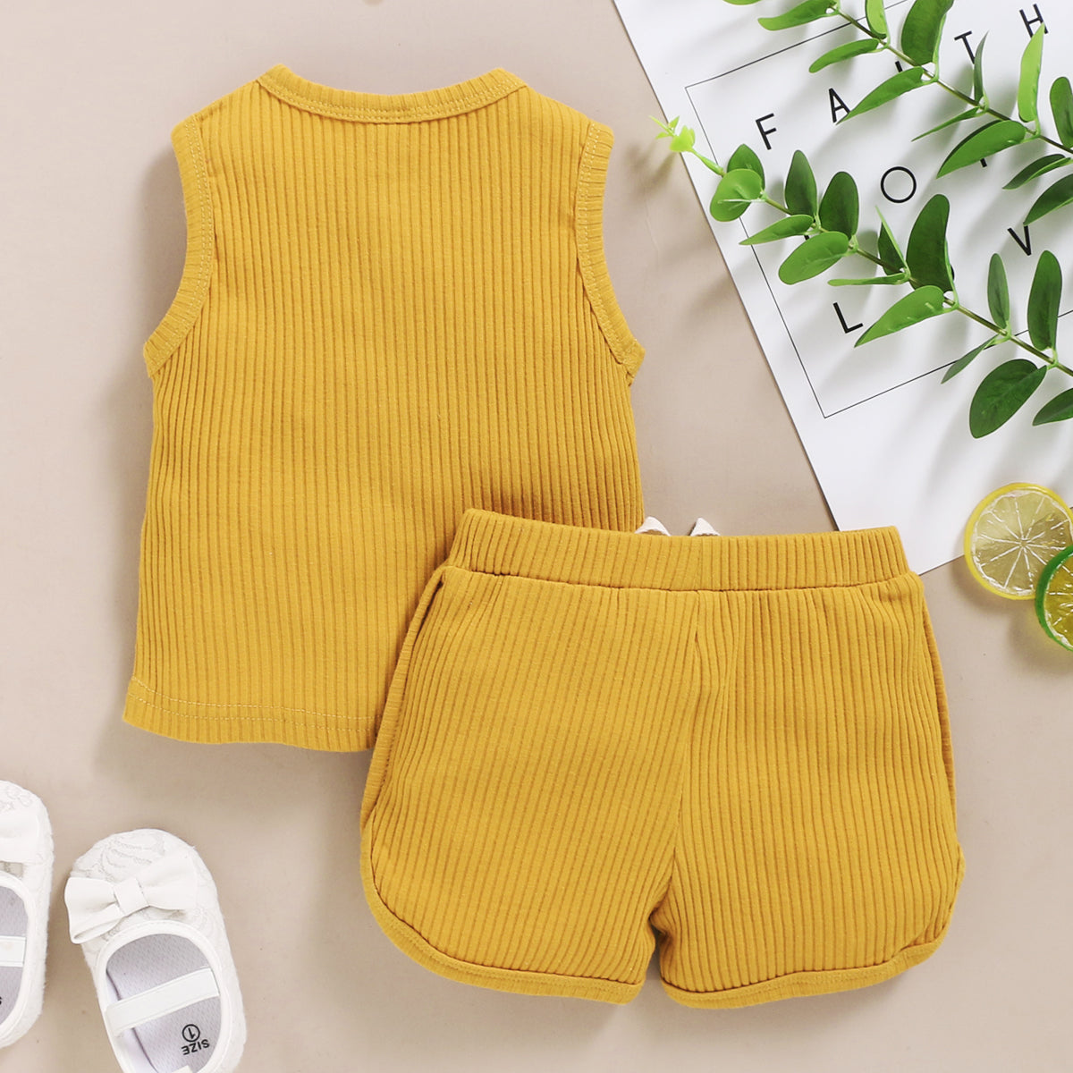 Baby Clothes Set Toddler Boys Girls Solid Sleeveless Button Vest Tops+shorts Outfits Set roupa bebes menina newborn clothes - V.I.P Digital Presence