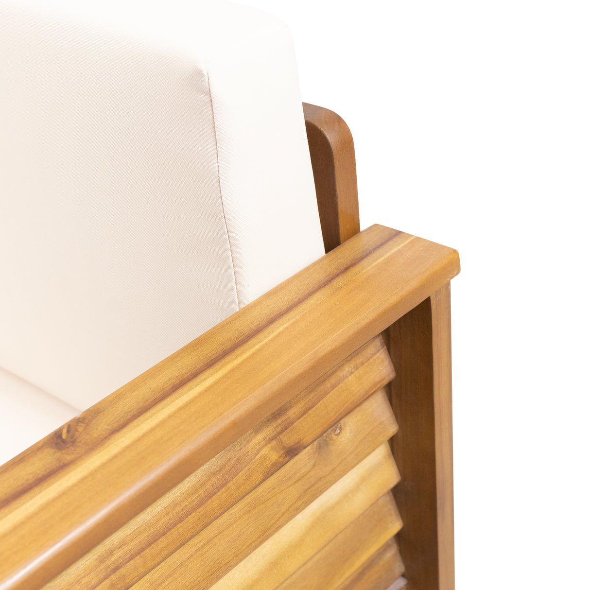 Outdoor Acacia Wood Club Chairs with Cushions, Teak+Beige, 27.75"D x 32"W x 27.75"H - V.I.P Digital Presence