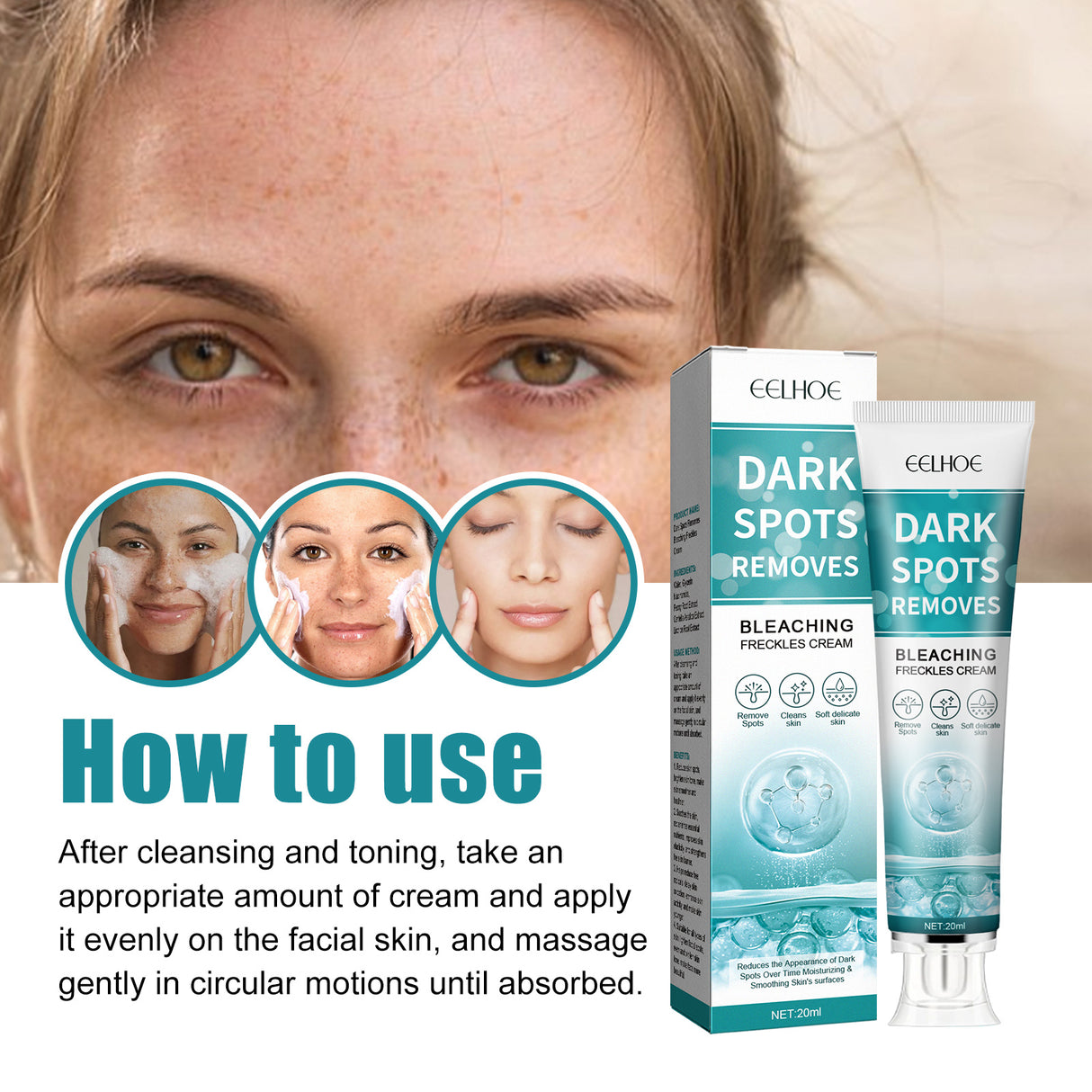 Crema blanqueadora para manchas que hidrata y humecta la piel para aclarar las manchas, crema de belleza para blanquear, iluminar y rejuvenecer la piel.
