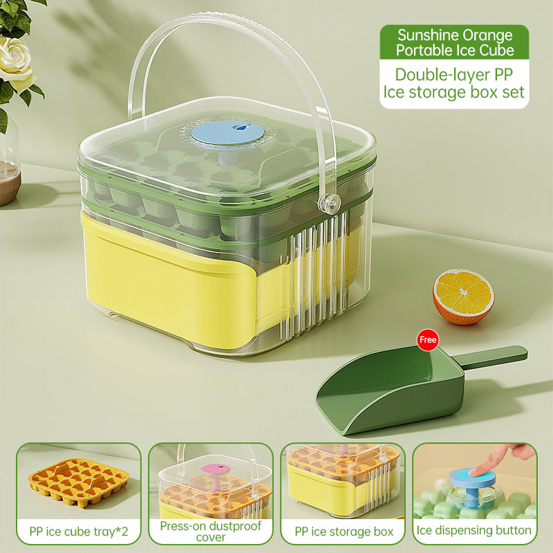 50-grid ice maker with new large capacity - household food-grade plastic double-layer ice storage barrel & ice ball mold set - V.I.P Digital Presence