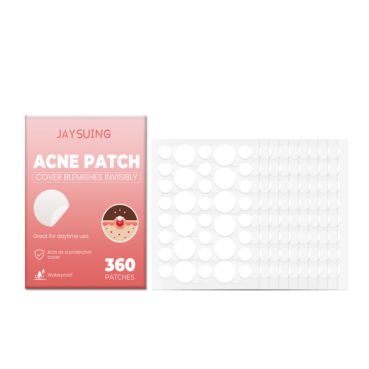 Parche para el acné semitransparente, cómodo, suave, fácil de aplicar, resistente al agua y transpirable.