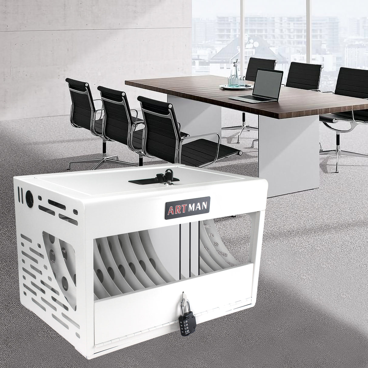 16 Bay Charging Cabinet for Laptop Chromebook Locking Charging Station-WHITE - V.I.P Digital Presence