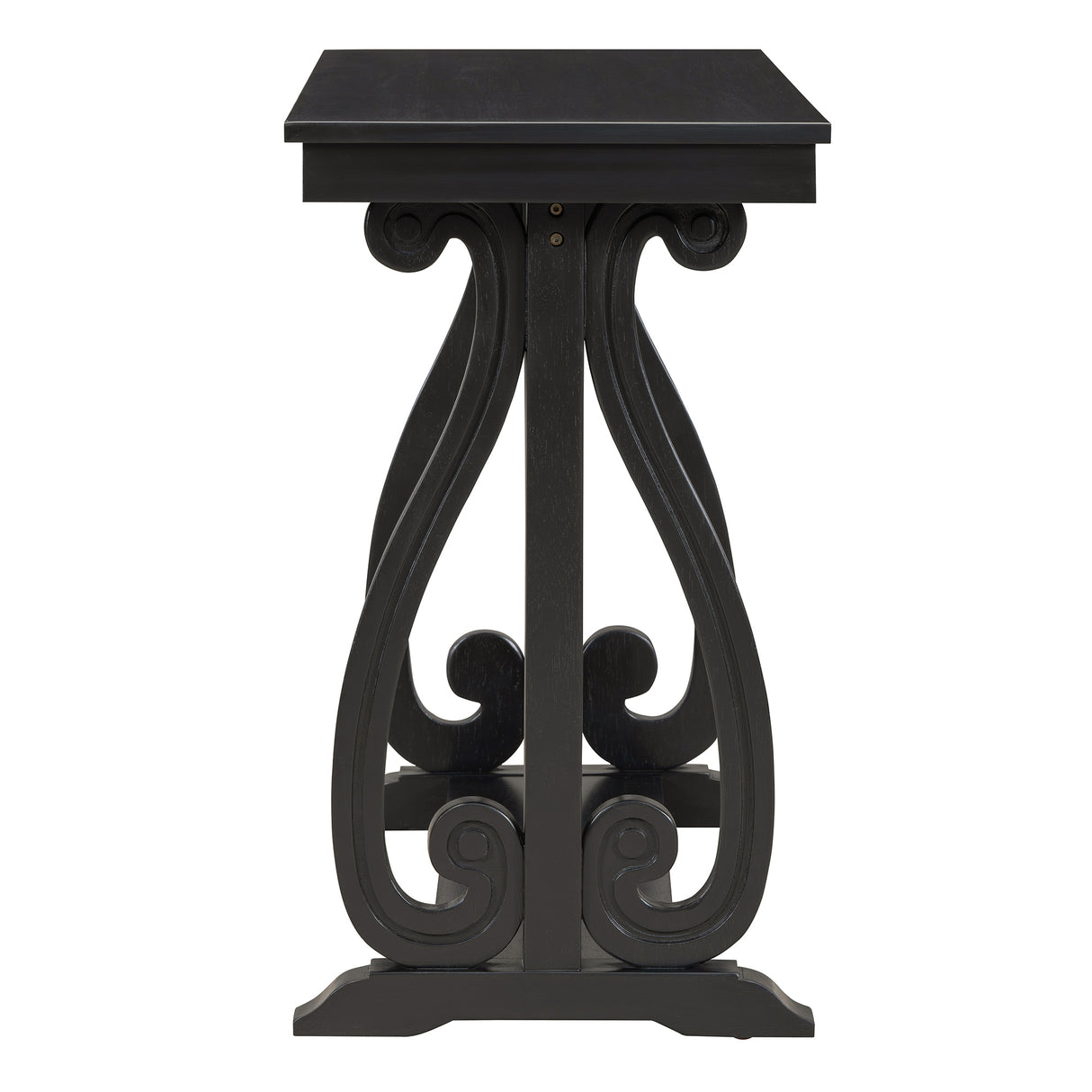 48-Inch Rustic Vintage Console Table --- Farmhouse Style Entryway Table with Open Shelf and Sturdy Construction (Black) - V.I.P Digital Presence