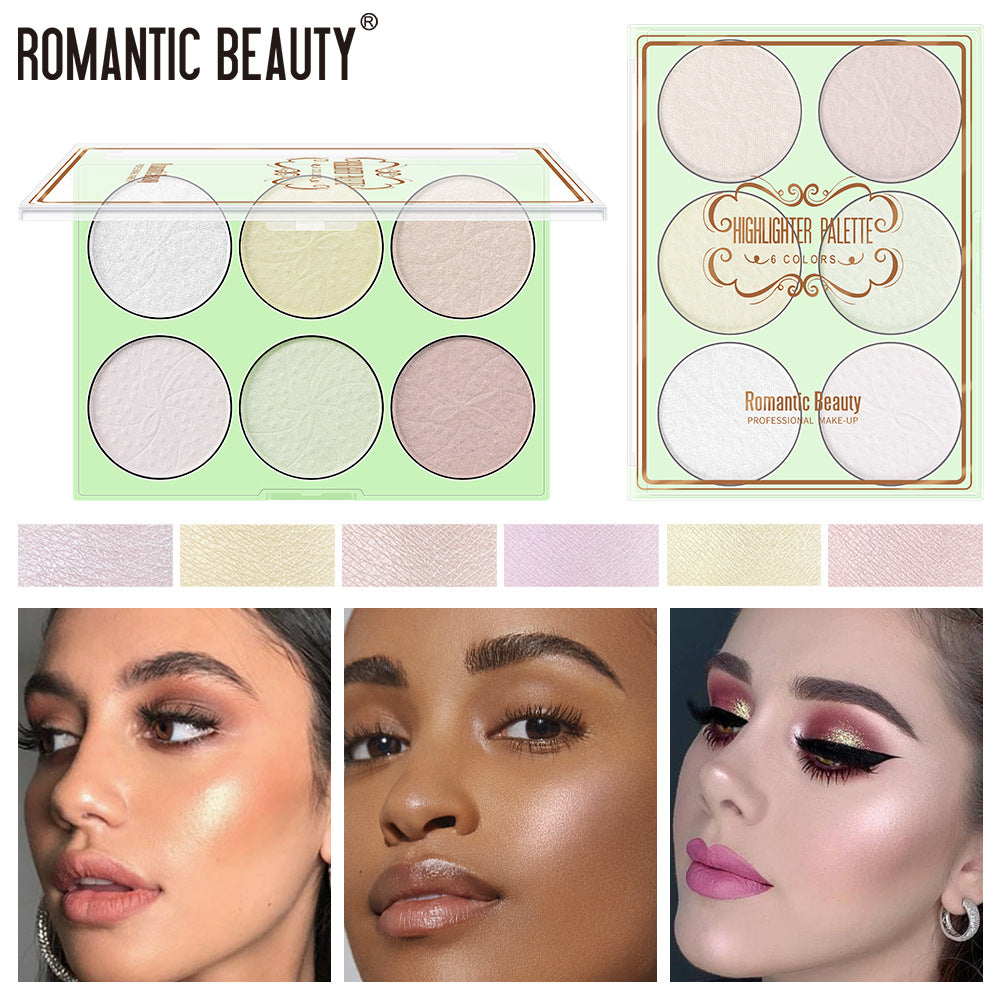 Romantic Beauty 6-Color Highlighter Pearl Brightening Repair Palette Makeup Face Repair Glitter - V.I.P Digital Presence