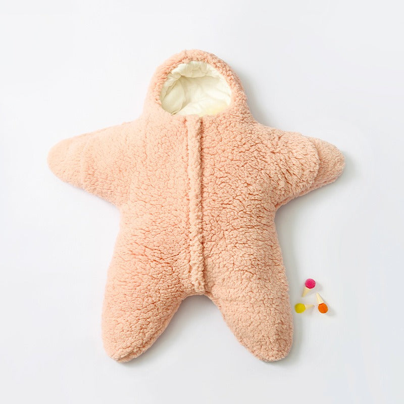 Baby hugged by starfish, lamb plush split leg sleeping bag with cotton clip, thick and warm baby sleeping bag, anti kick quilt, - V.I.P Digital Presence