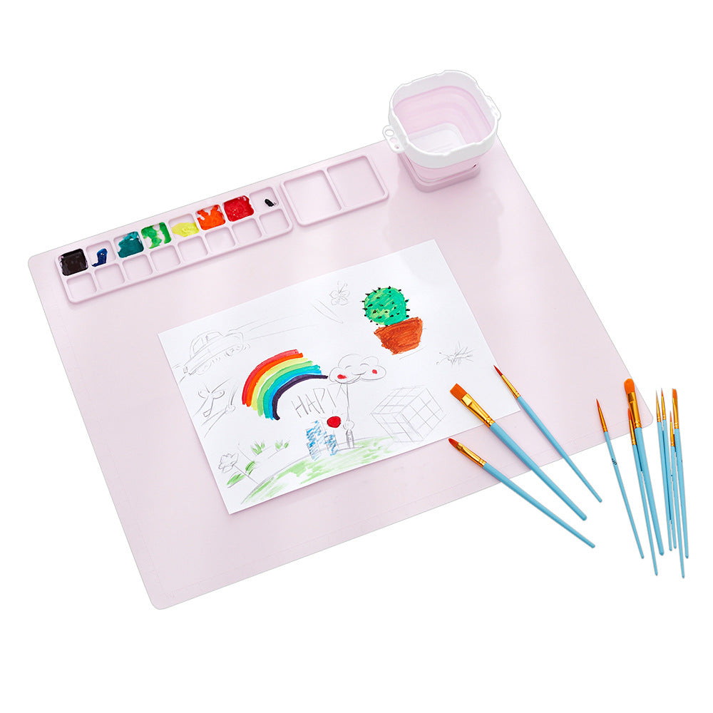 Silicone painting pad, simple solid color art painting pad, children's graffiti pad, washable watercolor color matching silicone - V.I.P Digital Presence