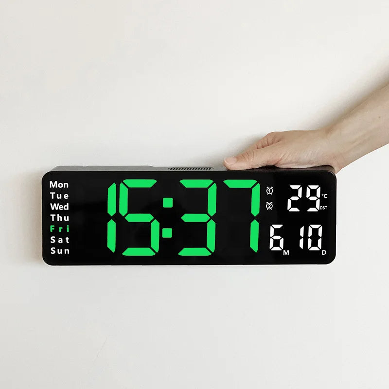 Wall Clock Digital Large LED Wall Mounted Remote Remote Control Date Week Temperature Clock Dual Alarms Gym Big Wall Clock - V.I.P Digital Presence