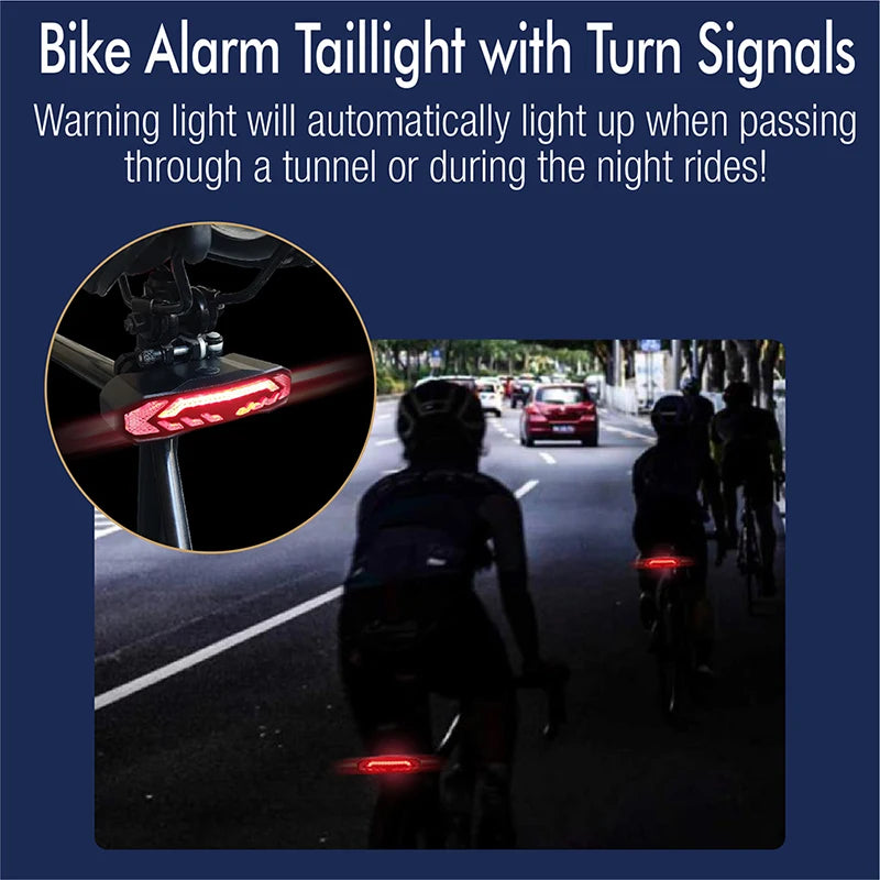 Bike Alarm Tail Light with Turn Signals Multifunctional Waterproof USB Rechargeable Electric Bell Bicycle Lamp Bike Rear Light - V.I.P Digital Presence