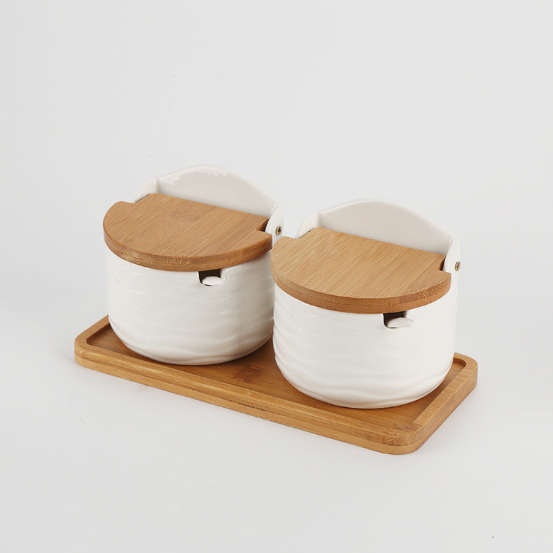 Creative Ceramic Seasoning Can, Flavor Utensil Box, Seasoning Bottle, Half Round Flip Top Seasoning Can, Chili Can - V.I.P Digital Presence