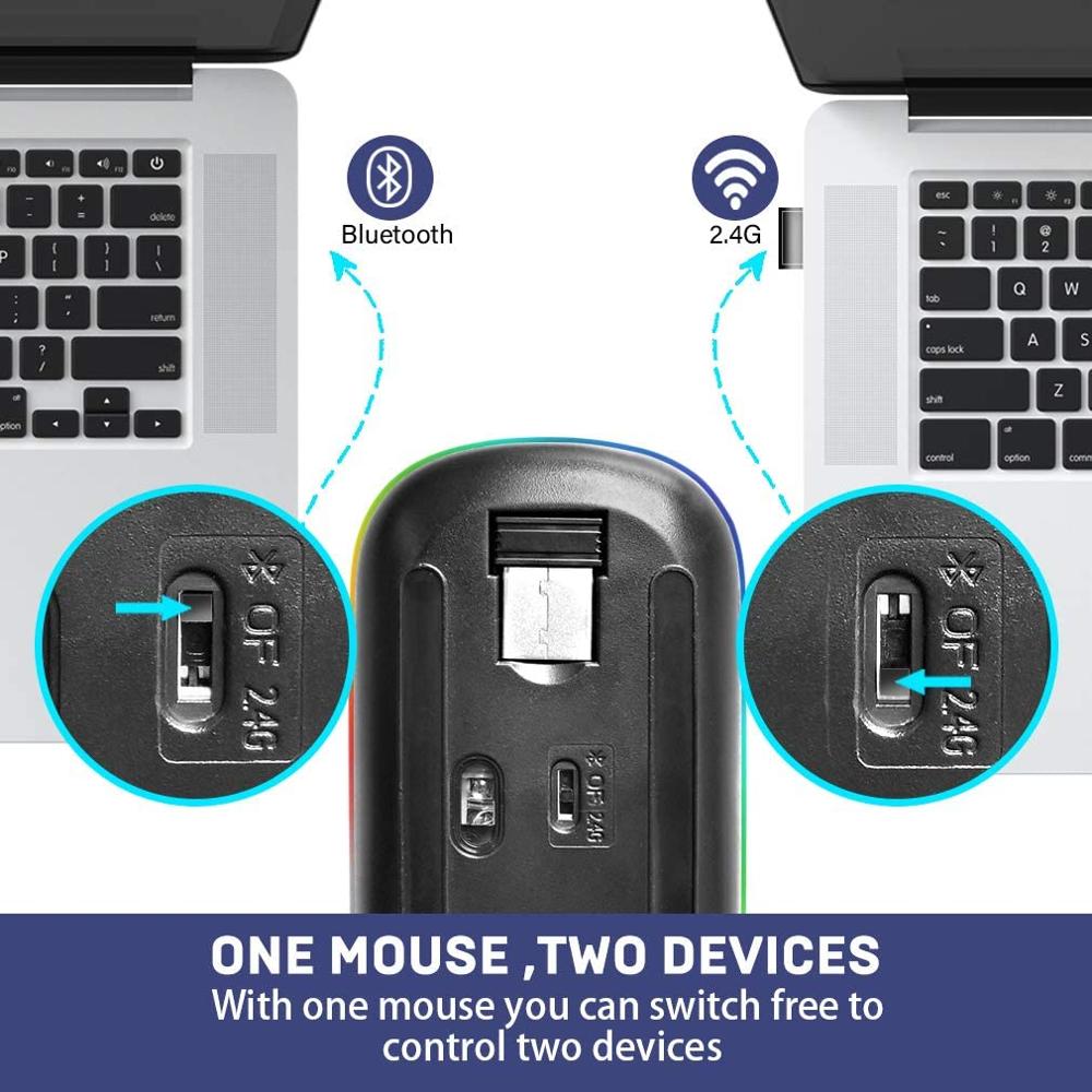 Wireless Mouse Bluetooth RGB Rechargeable Mouse Wireless Computer Silent Mause LED Backlit Ergonomic Gaming Mouse For PC Laptop - V.I.P Digital Presence