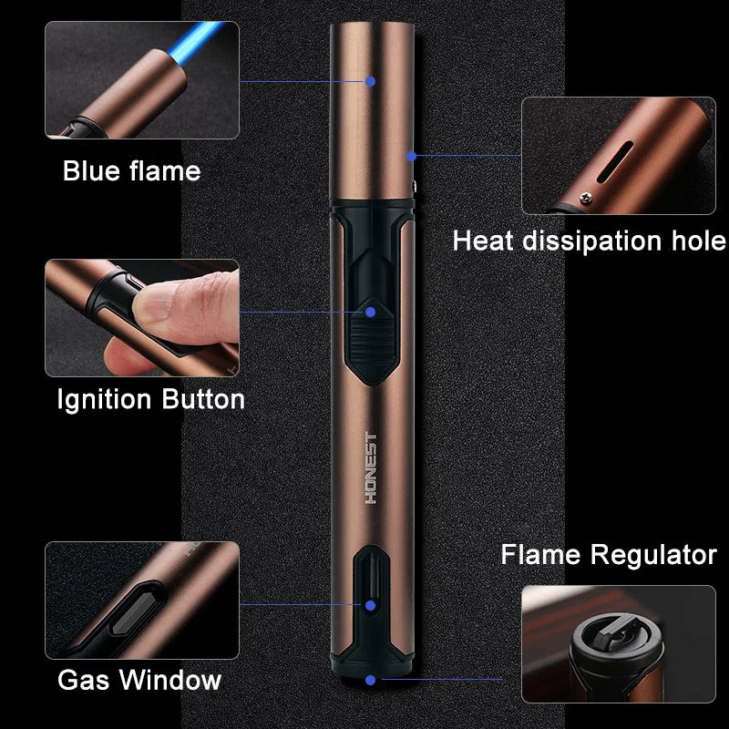 Metal Windproof Lighter Butane Jet Flame Lighter Cigarette Cigar Accessories Kitchen Cooking BBQ Outdoor Gadgets - V.I.P Digital Presence