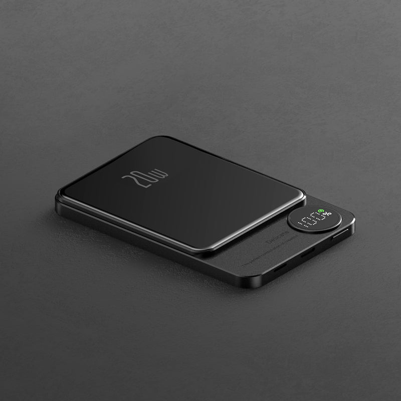 Magnetic charging treasure wireless fast charging industrial style portable metal power bank ultra thin mini - V.I.P Digital Presence