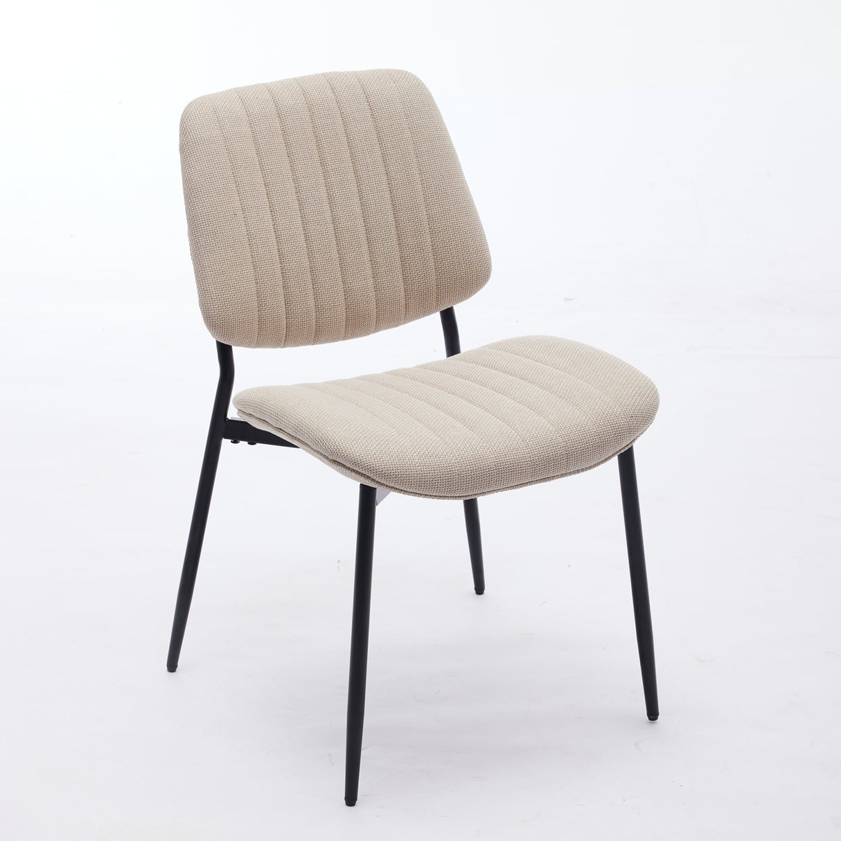 2-piece retro linen chair set with curved wooden backrest, cushioned seat, adjustable metal legs, (Beige Linen) - V.I.P Digital Presence