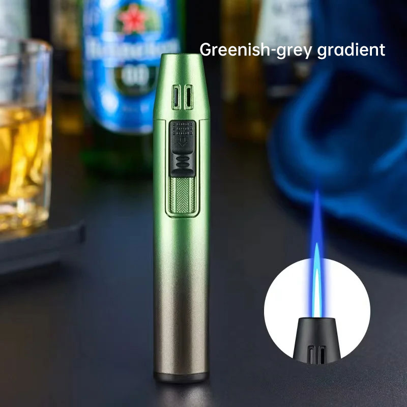Pen Metal Lighter Mini Spray Gun Inflatable Windproof Butane Gas Lighter Adjustable Straight Shot Blue Flame Cigarette Tools - V.I.P Digital Presence