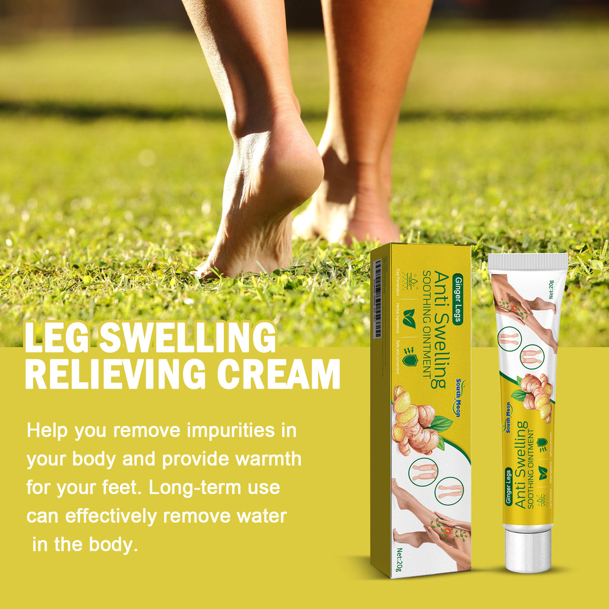 Crema de jengibre para el cuidado de las piernas. Crema reparadora para masaje corporal diario.