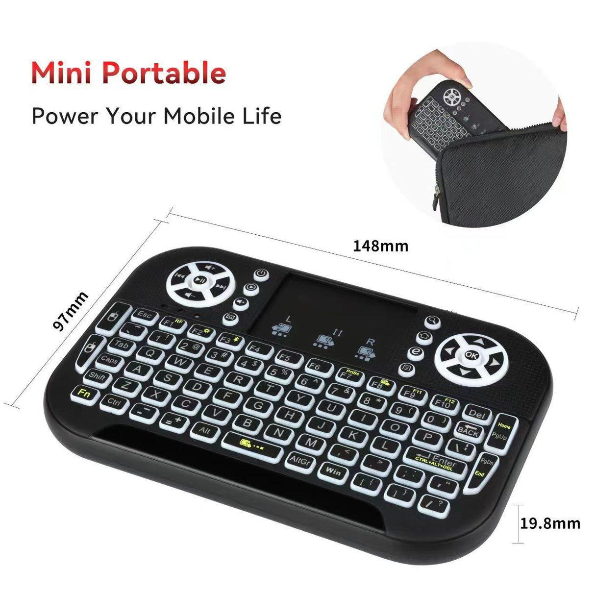 N8 Air Mini Flying Mouse Keyboard RGB Colorful Backlit Small Keyboard Smart TV Remote Control Portable - V.I.P Digital Presence