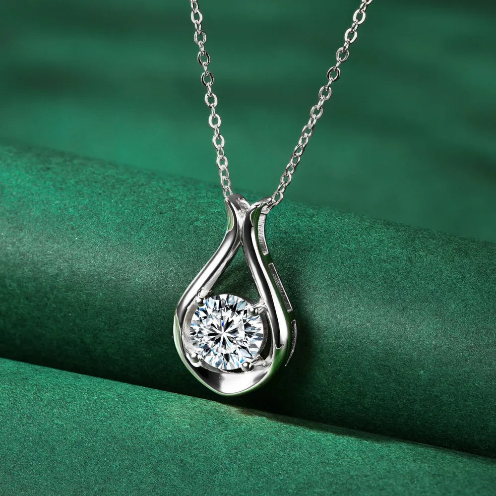 2 Carat Moissanite 925 Sterling Silver Pendant Necklace - V.I.P Digital Presence